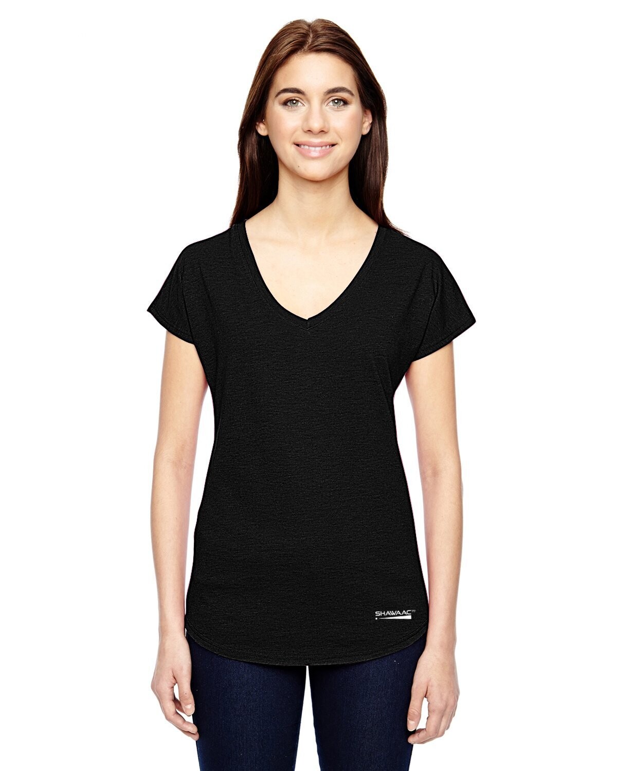 Women's Semi-Fitted Mantra V-Neck T-Shirt Women's Semi-Fitted Mantra V-Neck T-Shirt, Size: S, COLOR: BLACK