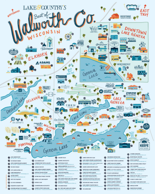 L&amp;C Best of Walworth Co. Map 18x24 Print