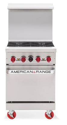 American Range AR4 24" 4 Burner Gas Range w/ Space Saver Oven, Natural Gas