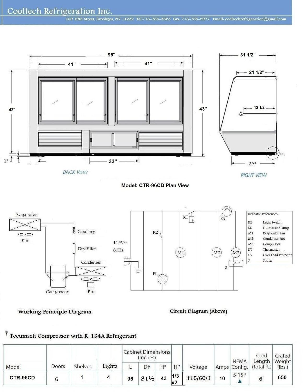 Cooltech Refrigerated Counter Deli Display Case 96"