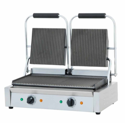 COOKLINE PG-2 Double Panini Sandwich Press, Grooved Surface, Two 18.5" x 10" Surface
