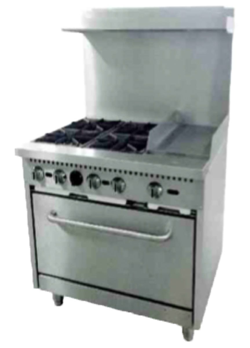 Serv-Ware SGR-4B-12G 4 Open top burners, 12" griddle, 1 oven