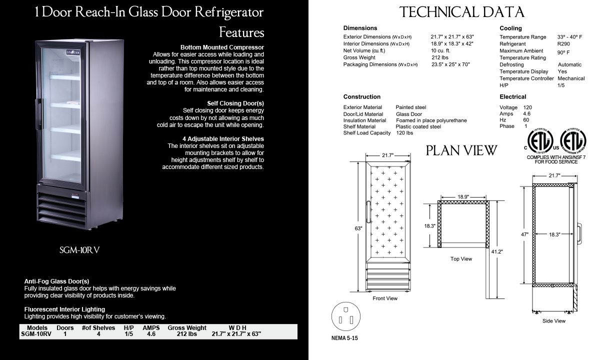 22" 1-DOOR MERCHANDISER REFRIGERATOR