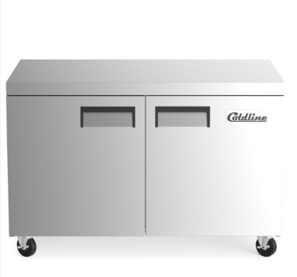 Coldline 48" Undercounter Freezer, 2 Door S/S interior, casters