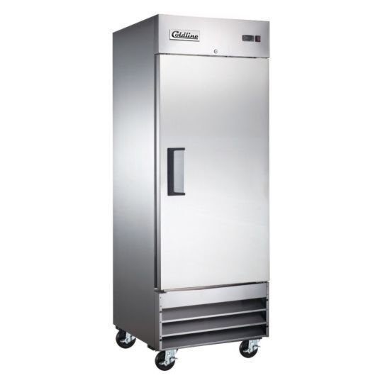 Coldline 1 Door Reach In Refrigerator (25" Narrow Depth, White Alum Interior)