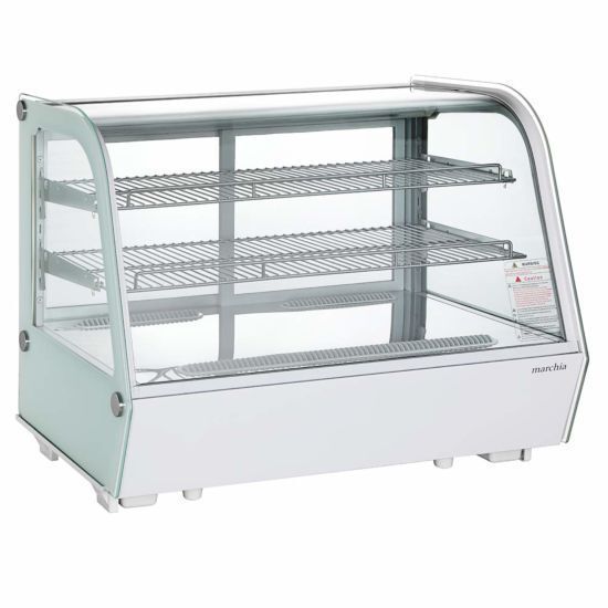 Marchia MDC161-W 36” Refrigerated Display Case, White Color, Curved Glass with Ventilated Fan