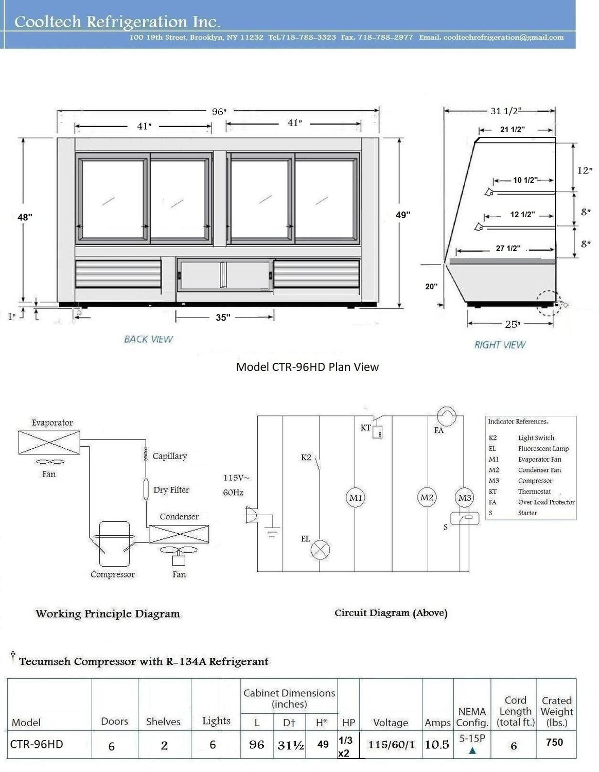 Cooltech Refrigerated High Deli Meat Display Case 96"