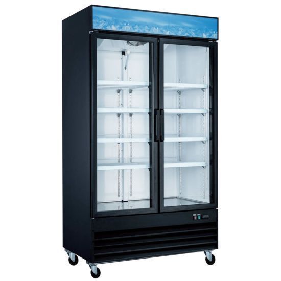 Coldline 2 Glass Swing Door Merchandising Freezer, 49"L x 26"D x 83"H BLACK