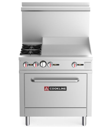 Cookline CR36-24G 36" 2 Burner Gas Range with 24" Right Side Griddle and Standard Oven - 131,000 BTU