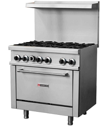 Cookline CR36-6 36" 6 Burner Range, 30K BTU x 6 Burners (210K BTU)