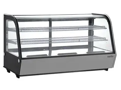 Marchia MDC261 48” Refrigerated Display Case, Black Color, Curved Glass with Ventilated Fan