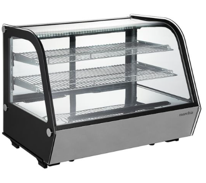 Marchia MDC161 36” Refrigerated Display Case, Black Color, Curved Glass with Ventilated Fan