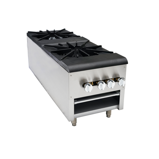 COOKLINE CSP2 18" Double Burner Commercial Gas Stock Pot Range - 220,000 BTU