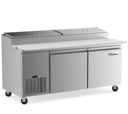 Coldline 71" Refrigerated Pizza Prep Table - Cutting Board and 9 Pans included
