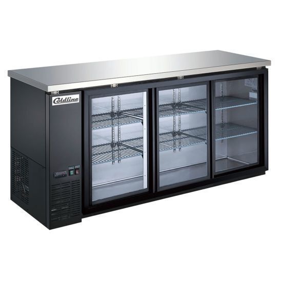 Coldline 72" Black body + 3 Sliding Glass doors