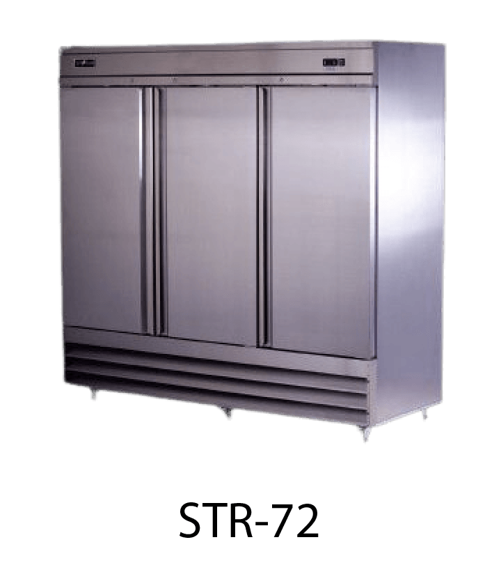 72'' 3-DOOR REACH-IN REFRIGERATOR W/ CASTERS