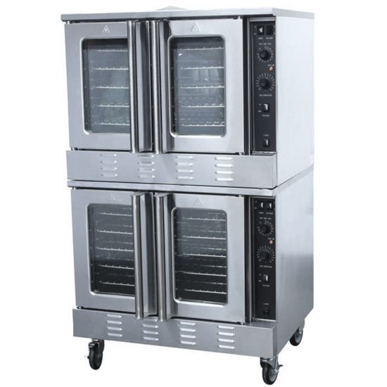 Cookline CC100-DBL Double Deck Full Size Convection Oven, 2 Glass Doors, Nat Gas, 120V (108K BTU)