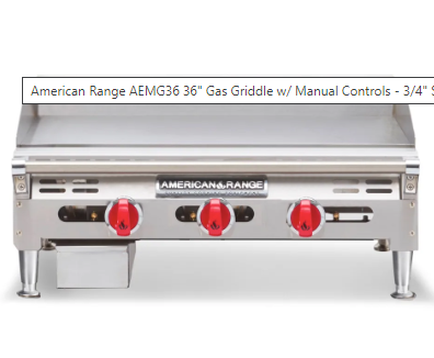 American Range AEMG36 36" Gas Griddle w/ Manual Controls - 3/4" Steel Plate , Natural Gas