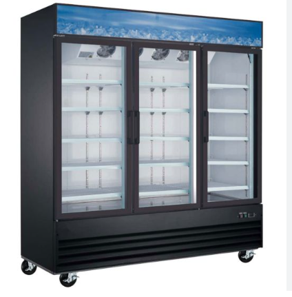 Coldline 3 Glass Swing Door Merchandising Freezer, 80"L x 31"D x 83"H BLACK