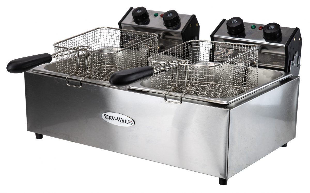 20 LBS ELECTRIC 2-BASKET COUNTERTOP DEEP FRYER