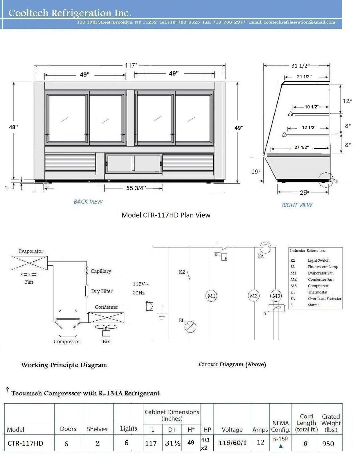 Cooltech Refrigerated High Deli Meat Display Case 117"