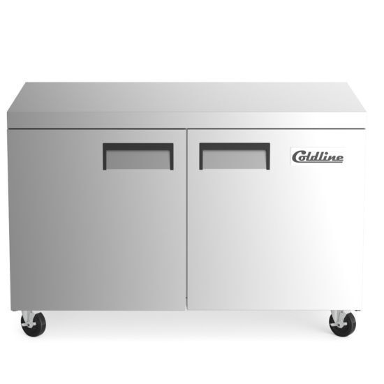 Coldline 48" 2 Door Undercounter Refrigerator S/S interior, casters