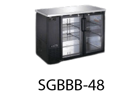48'' GLASS DOOR BLACK VINYL BACK BAR