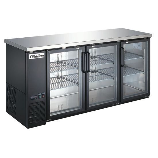 Coldline 72" Black body + 3 Glass doors