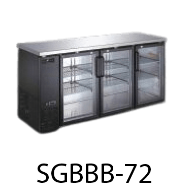 72" GLASS DOOR BLACK VINYL BACK BAR