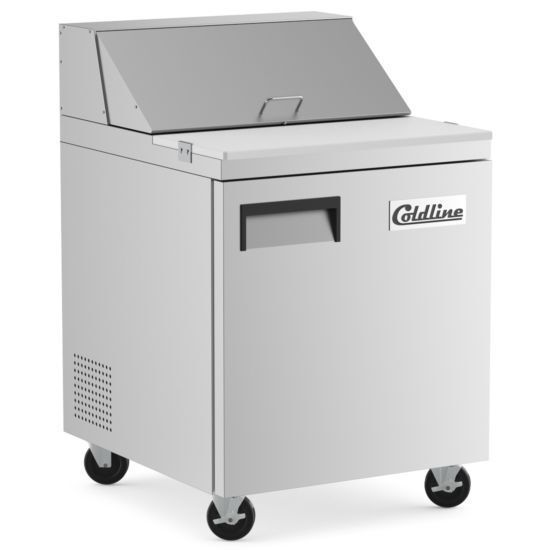 Coldline 27" Refrigerated Sandwich Prep Table with Cutting Board and Food Pans
