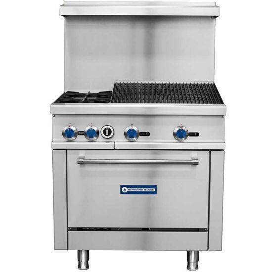 Standard Range SR-R36-24CB 36" Range - 2 top burners+24" charbroilers and 1 standard oven