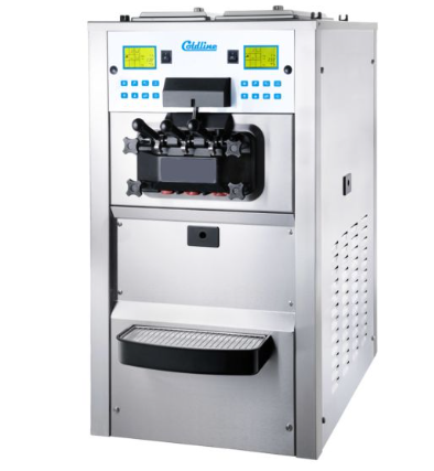 Coldline NEO-C3 Countertop Soft Serve Ice Cream Machine with Air Pump, 2 Hoppers, 2 Flavors + 1 Mix Flavor, 22"W × 31.6"D × 42"H