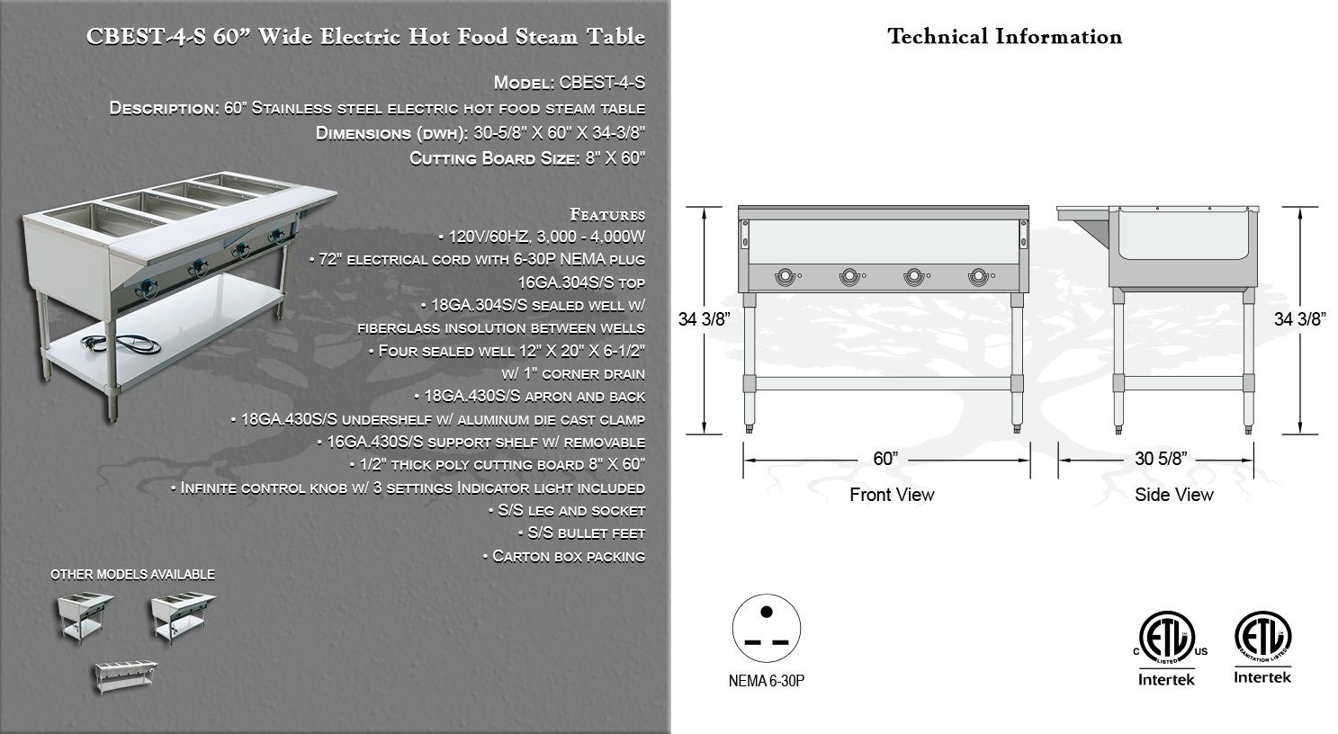4 BATH STEAM TABLE