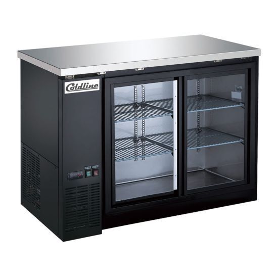 Coldline 48" Black body + 2 Sliding Glass doors