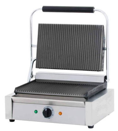 COOKLINE PG-1 Single Panini Sandwich Press, Grooved Surface, 14" x 10" Surface