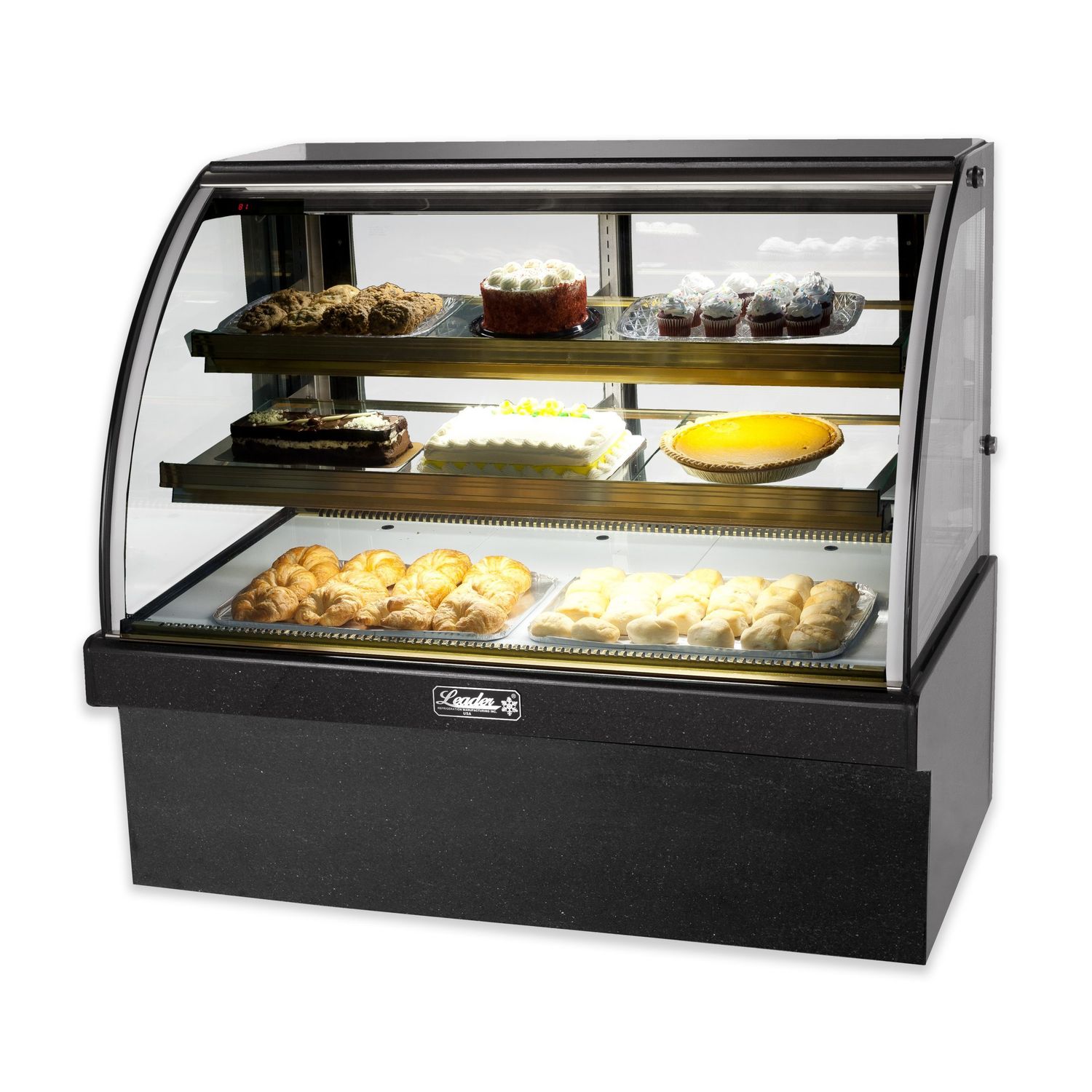 57"W X 51"H BLACK MARBLE BAKERY CASE ETL APPROVED