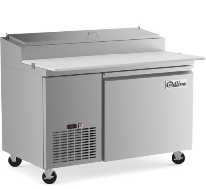 Coldline 44" Refrigerated Pizza Prep Table - Cutting Board and 6 Pans included