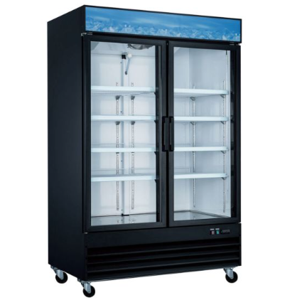 Coldline 2 Glass Swing Door Merchandising Freezer, 53"L x 32"D x 83"H BLACK