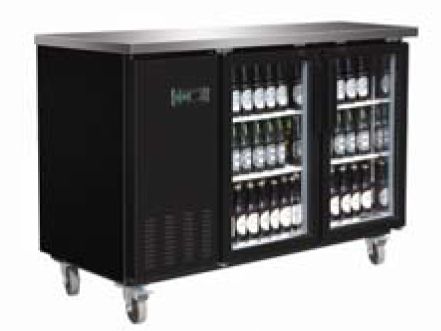 SERV-WARE 49" GLASS DOOR BACK BAR  (49.1" W X 24.4" D X 36.2" H )