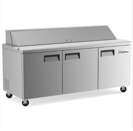 Coldline 72" Mega Top Refrigerated Sandwich Prep Table with Cutting Board and Food Pans