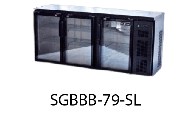 79" GLASS DOOR BLACK VINYL BACK BAR