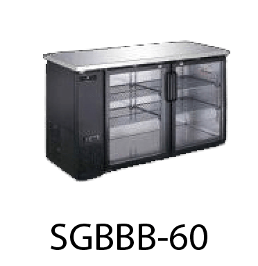 60" GLASS DOOR BLACK VINYL BACK BAR