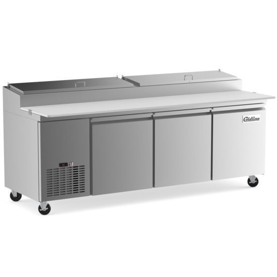 Coldline 92" Refrigerated Pizza Prep Table - Cutting Board and 12 Pans included
