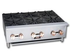 36" WIDE GAS HOTPLATE W/ 6 OPEN BURNERS