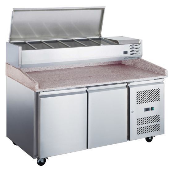 Coldline GRANITE TOP 60" pizza prep table, with 6 Pans Countertop STAINLESS