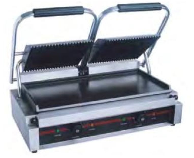 DOUBLE ELECTRIC PANINI GRILL (GROVED TOP, FLAT BOTTOM)