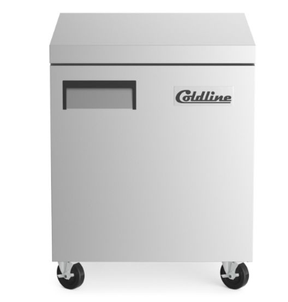 Coldline 27" 1 Door Undercounter Freezer S/S interior, casters