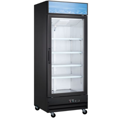 Coldline 1 Glass Swing Door Merchandising Freezer 27"L x 26"D x 56"H BLACK