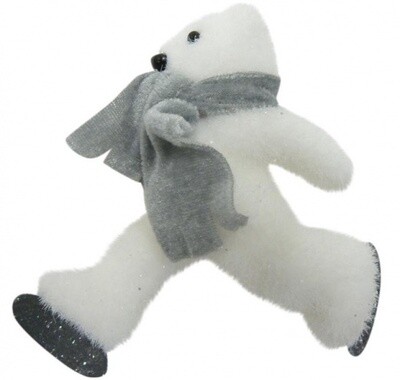 Peha hangfiguur ijsbeer 10 cm textiel grijs/wit