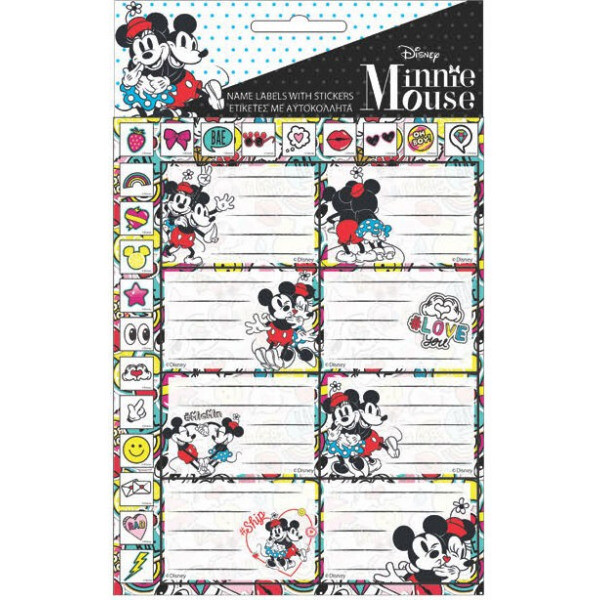 Disney Minnie boekje label met sticker en glitters 16 stuks